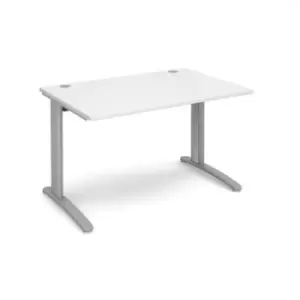 Image of Office Desk Rectangular Desk 1200mm White Tops With Silver Frames 800mm Depth TR10