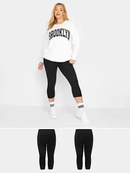 Image of Yours Crop Legging 2Pk - Black, Size 14, Women