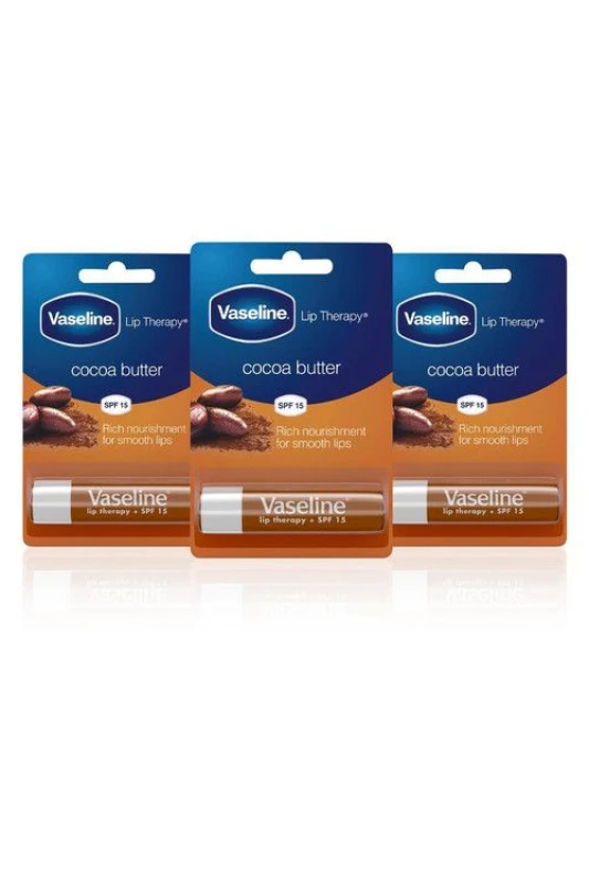 Image of Vaseline Cocoa Butter Rich Nourishment Lip Therapy 'Lip Balm' Stick, 3 x 4g Brown female