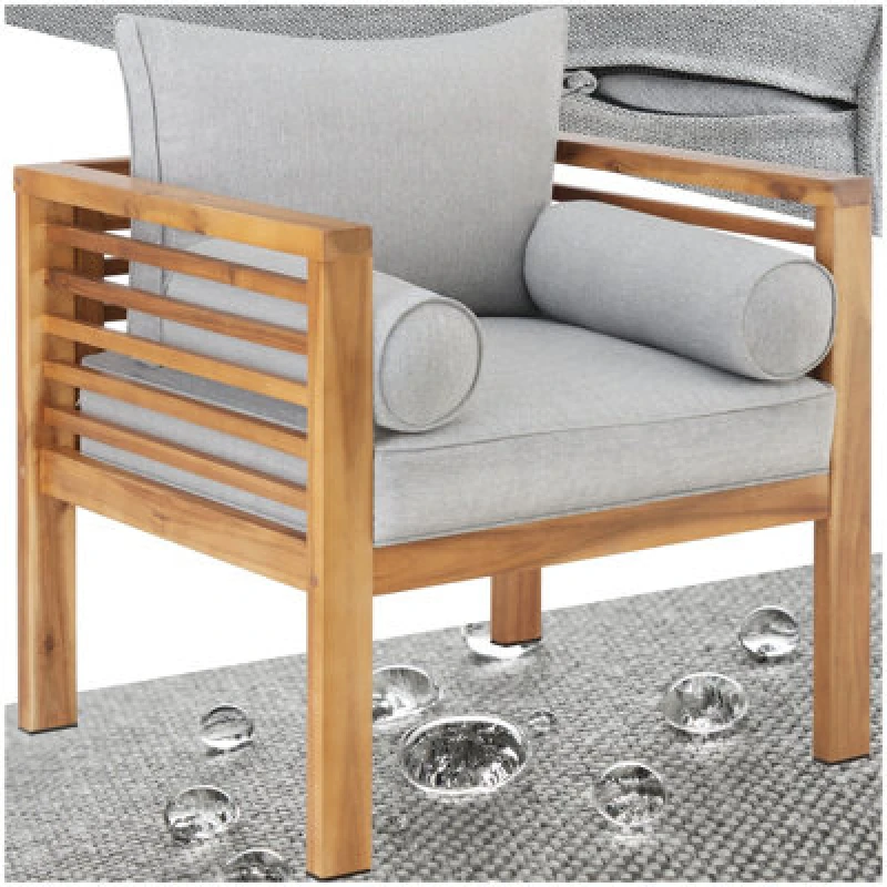 Image of Tectake Garden Chair Boka - Thick Cushions, Heat-Treated Wooden Frame, Weather-Resistant - Brown - Per Piece