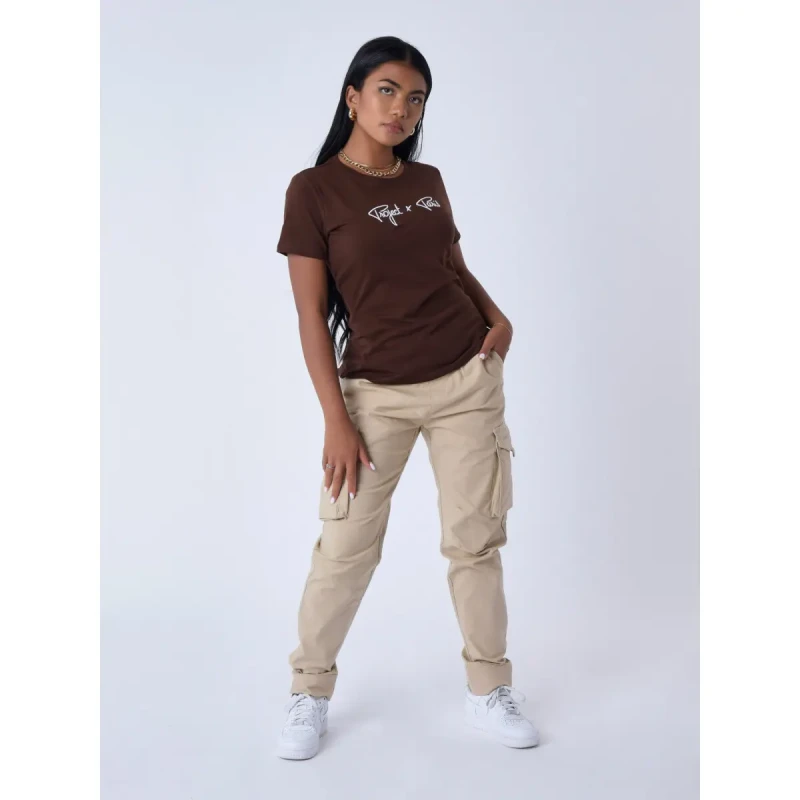 Image of Project X Paris T-Shirt embroidery logo woman Project X Paris Basic Marron Female XS