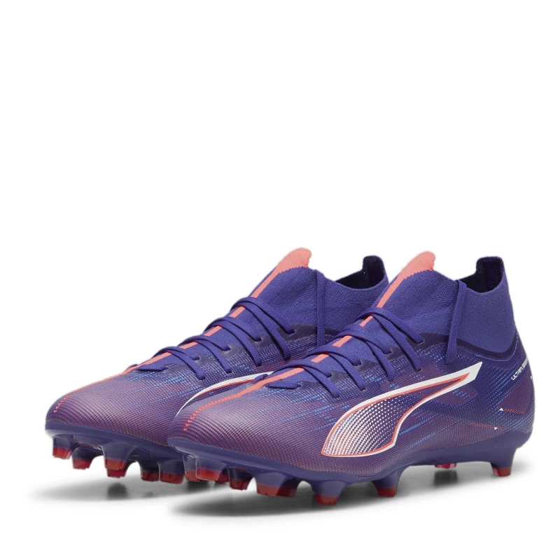 Image of Puma Ultra Match+ Firm Ground Football Boots Mens Purple/Wht/Org male 8.5 (42.5)