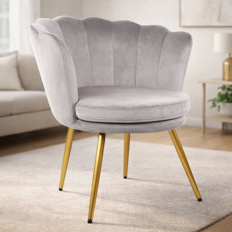 Image of RAYGAR Genesis flora Petal Back Scallop Chair - Silver Grey RG1416