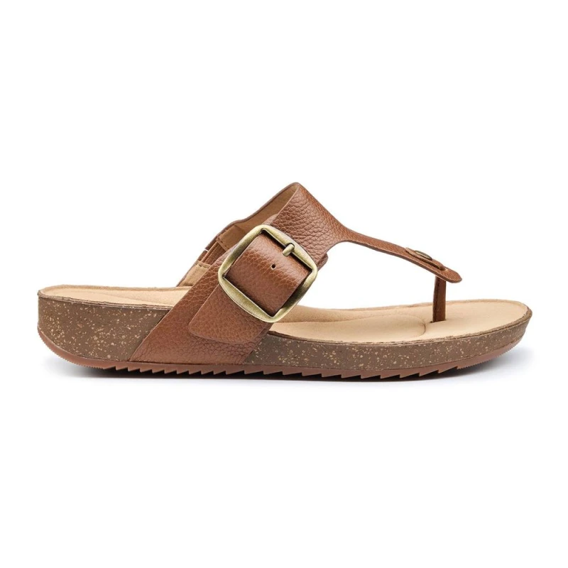 Image of Hotter Womens Wide Fit 'Resort' Toe-Post Sandals in Tan Size: 5 Tan Female 5