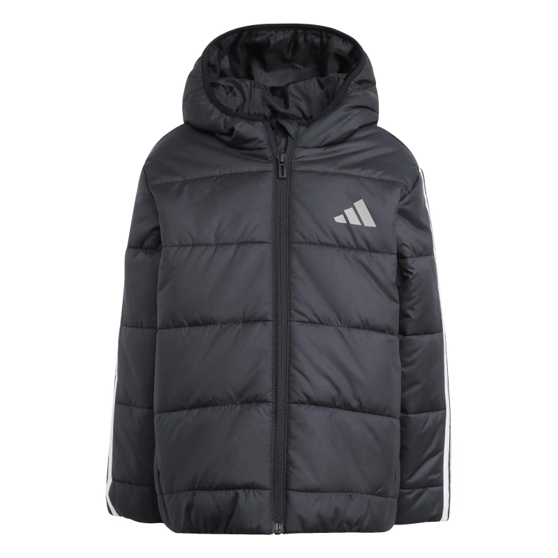 Image of adidas Kids Essentials 3-Stripes Water-Repellent Long Sleeve Puffer Jacket Black/White unisex 4-5 Years
