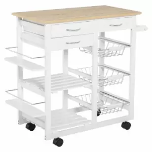 Image of HOMCOM Kitchen Cart Trolley with Spice Racks, Baskets, Drawers for Dining Room