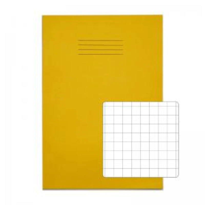 Image of Rhino A4 Exercise Book 32 Page 10mm Squared Yellow (Pack 100) -...