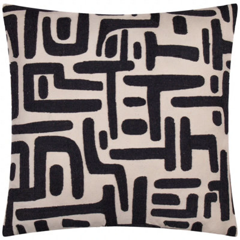 Image of Brooke Embroidered Cotton Cushion Mono, Mono / 45 x 45cm / Polyester Filled