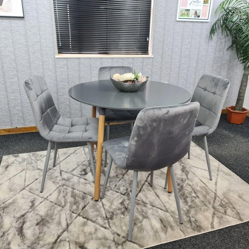 Image of KOSY KOALA KOSY KOALA Dining Table Set with 4 Chairs Dining Room and Kitchen table set of 4 in Grey Grey One Size Unisex 5060711585437