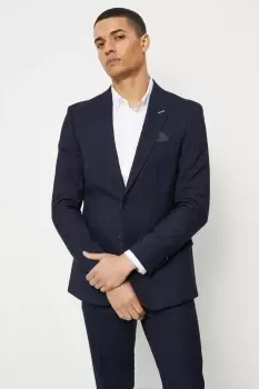 Image of Mens Slim Fit Navy Tonal Grindle Suit Jacket - 36R