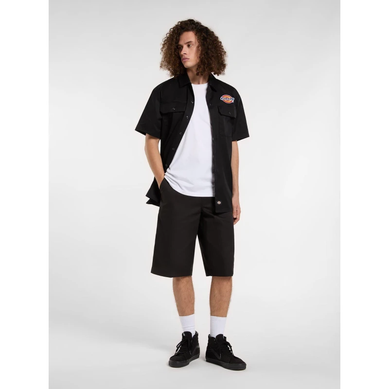 Image of Dickies Mens Clintondale Short-Sleeve Plain Shirt Black male Medium