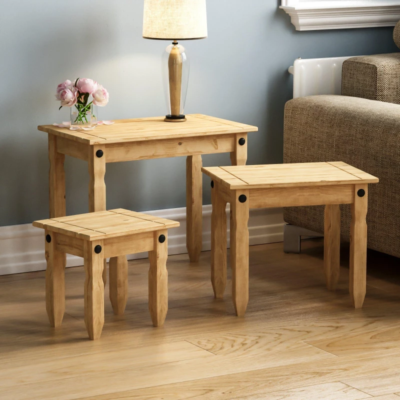 Image of Lassic Vida Designs Corona Nest Of Tables Pine unisex Set of 3