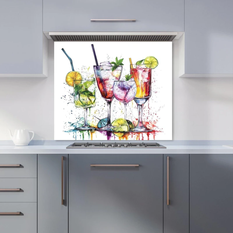 Image of Warren Reed - Designer Vibrant Cocktail Splash Kitchen Splashback Size: 600mm x 750mm Multicolor Unisex 600mm x 750mm