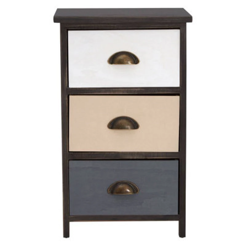 Image of Premier Housewares Urban Loft 3 Drawers Chest, Metal Cup Handle Detail Brown unisex
