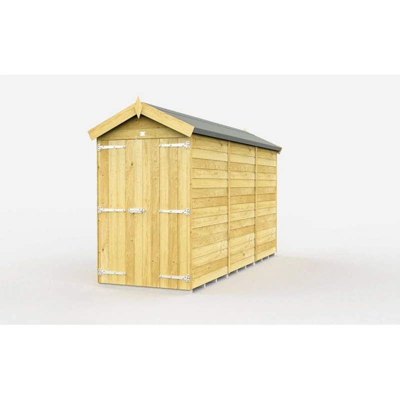 Image of Buttercup Farm 4 x 12 Feet Apex Shed - Double Door W/O Window - L358 x W118 x H217cm in Brown Brown Unisex