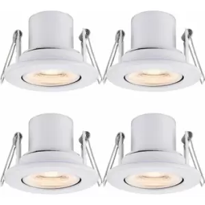 Image of 4 pack Recessed Tiltable Ceiling Downlight - 8.5W Warm White LED - Matt White