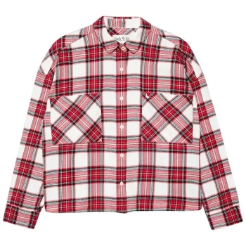 image of Jack Wills Lara Boxy Cropped Check Shirt - Pink