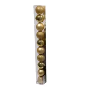 Image of Kaemingk Plain Shatterproof Baubles (Pack Of 10) (Pack Of 10) (Light Gold)