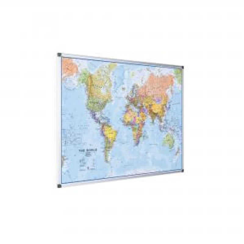 Image of Bi-Office Maya World Map Magnetic Steel Board 1200x900mm MAP0100802