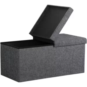 Image of Ottoman Storage Bench Foldable Faux Leather Chest Toy Shoe Box Hallway Bedroom L Dunkelgrau (de)