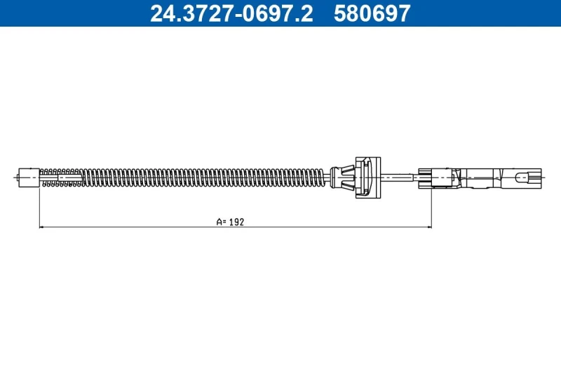 Image of ATE 24.3727-0697.2 Brake Cable 192mm Cable,parking brake (124)
