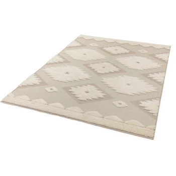 Image of Monty MN02 Natural Cream Tribal 160cm x 230cm Rectangle - Multicoloured and Cream