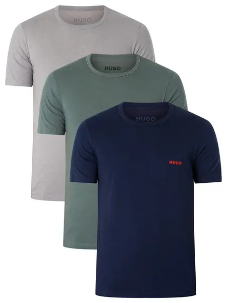 Image of HUGO 3 Pack Lounge T-Shirts Dark Green/Grey/Navy M
