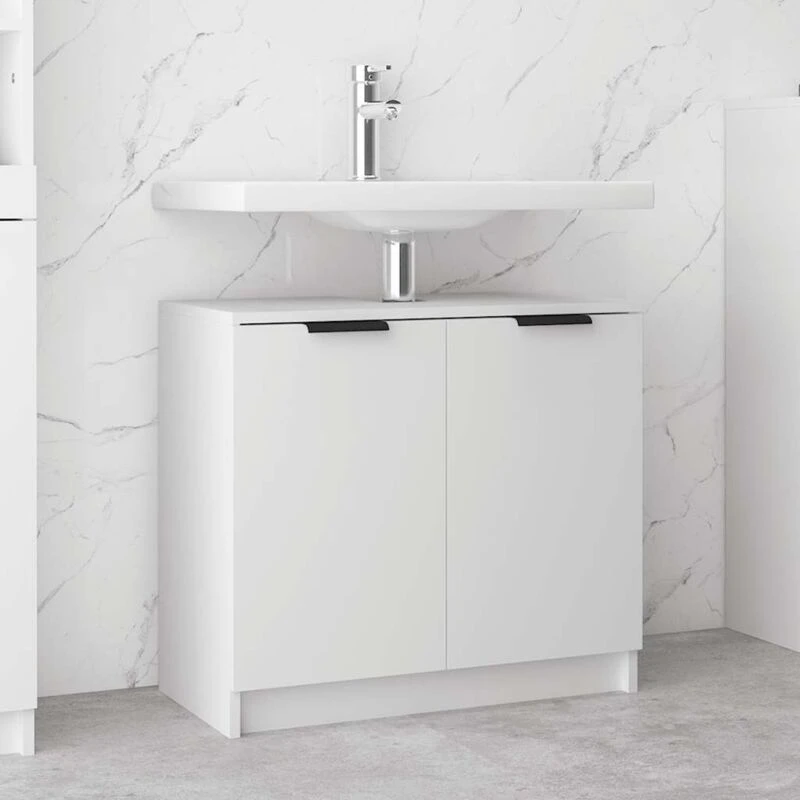 Image of Vidaxl Bathroom Cabinet White 64.5X33.5X59cm Engineered Wood, White 811304