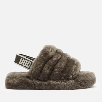 image of UGG Kids Fluff Yeah Slide Slippers - Charcoal - UK 13 Kids