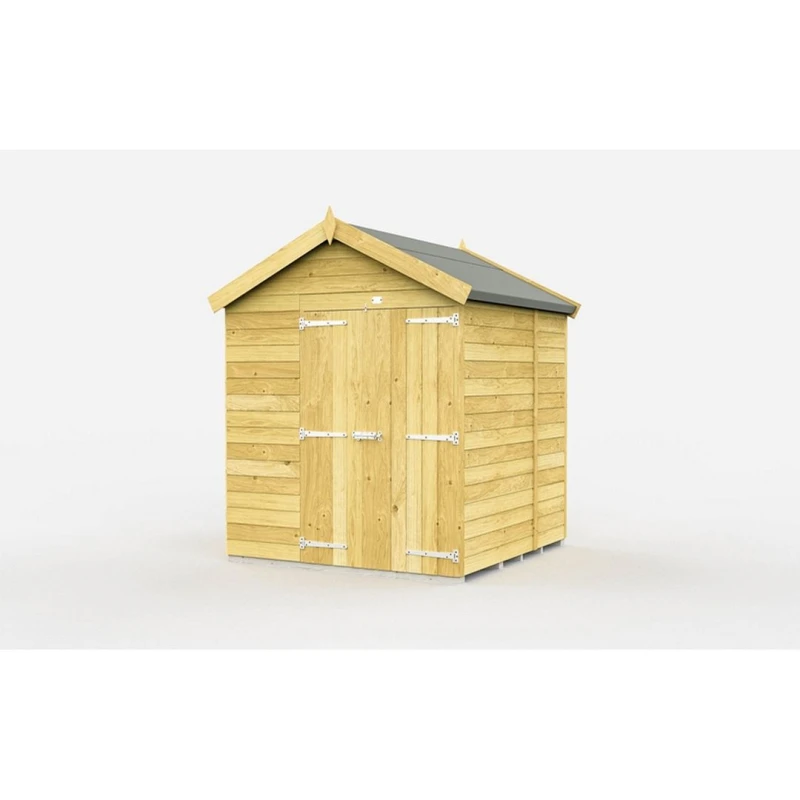 Image of Buttercup Farm 7 x 5 Feet Apex Shed - Double Door W/O Windows - L158 x W214 x H217cm in Brown Brown Unisex