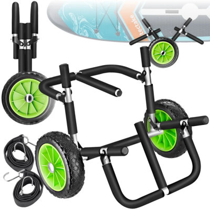 Image of Tectake Surfboard & Sup Trolley Wave Wheel - Including Bungee Cords -Double - Black/green