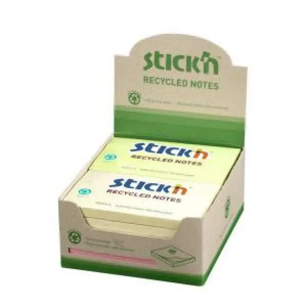 Image of Stickn Recycled Sticky Notes 76x127mm 100 Sheets Per Pad Assorted