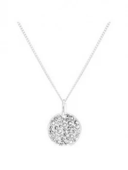 image of Simply Silver Sterling Silver Pave Disc Pendant Necklace Made With Swarovski Crystals