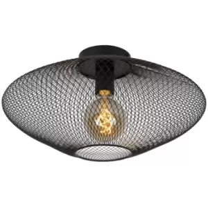 image of Lucide MESH - Flush Ceiling Light - Ø45cm - 1xE27 - Black