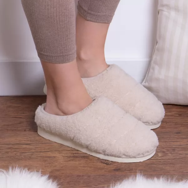 Image of totes Quilted Borg EVA Cream Mule Slippers Cream
