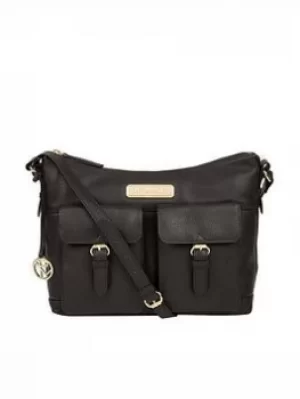 image of Pure Luxuries London Black 'Jenna' Leather Shoulder Bag