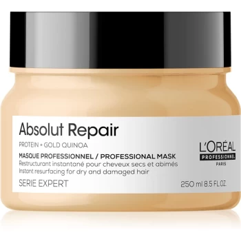 image of LOreal Professionnel Serie Expert Absolut Repair Gold Quinoa + Protein Deeply Regenerating Mask for Dry and Damaged Hair 250ml