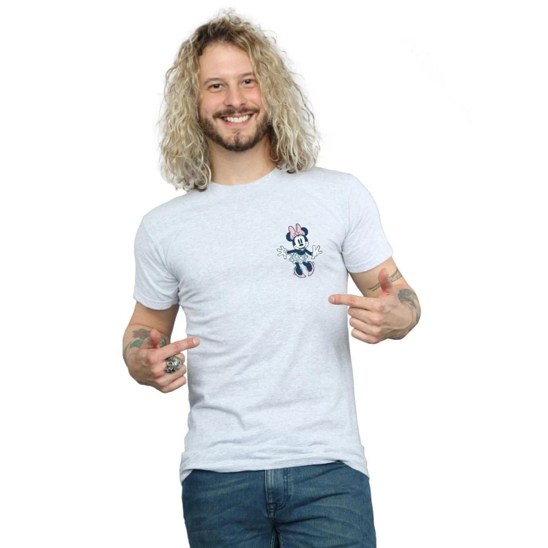 Image of Disney Men Minnie Mouse Dancing Chest T-Shirt in Grey Size: Small Grey S Male 5057955016476