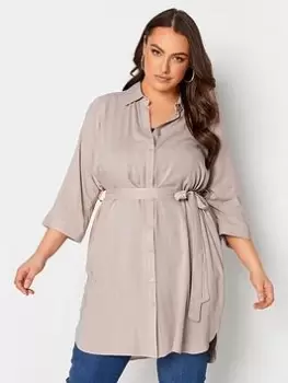 Image of Yours Long Tie Belt Shirt, Pink, Size 18, Women