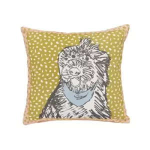 image of Scion Doggy Day Care Cushion 45cm x 45cm, Mustard