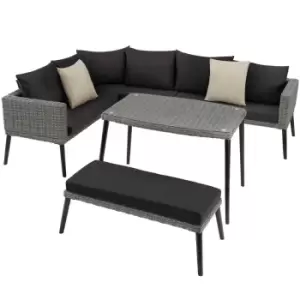 image of Tectake Rattan Garden Set Pula - 7 Seats, 1 Table - Grey