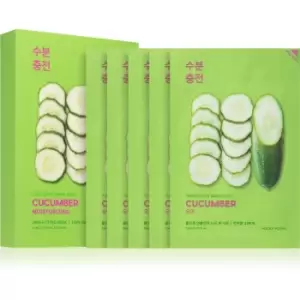 image of Holika Holika Pure Essence Cucumber Soothing Sheet Mask for Sensitive, Redness-Prone Skin 5x20 ml