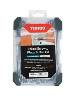 image of Timco Screws, Plug & Drill Bit A2 Stainless Steel Mixed Tray - 91Pcs