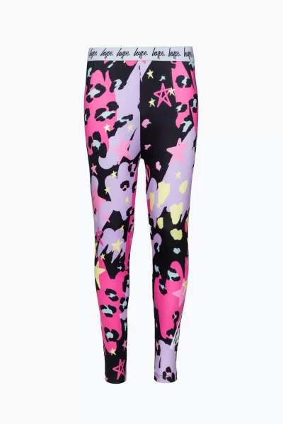 Image of Hype Multi Leopard Doodle Leggings Multi