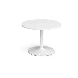 image of Trumpet base circular boardroom table 1000mm - white base and white top