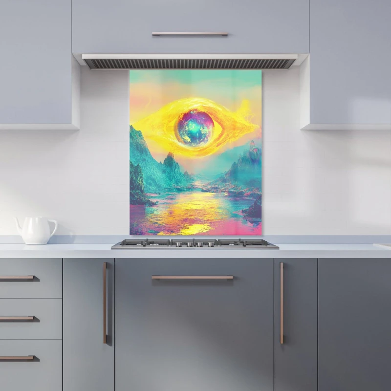 Image of Designer Kitchen Splashbacks Elena Sable: 00033 Kitchen Splashback Size: 600mm x 750mm Multicolor Unisex 600mm x 750mm