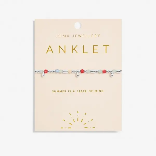 Image of Anklet Multi Stone Silver Plated Anklet 23cm Stretch Anklet 6942