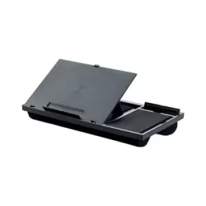 image of Q-Connect Height Adjustable Laptop Stand with Mousepad and Phone Holder Black KF14471