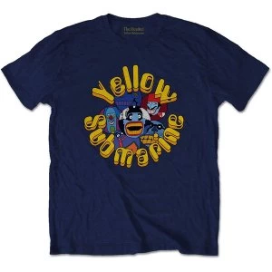 image of The Beatles - Yellow Submarine Baddies Unisex Small T-Shirt - Blue