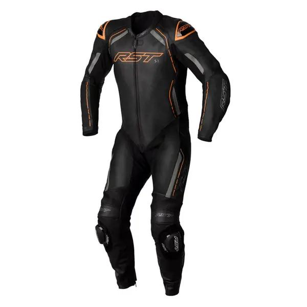 Image of RST S1 CE Leather One Piece Suit Black Orange Size 44
